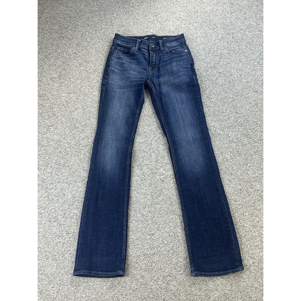BKE Aiden Women's Low Rise Straight Leg Jeans Size 26x34(Actual 31) Y2K Dark